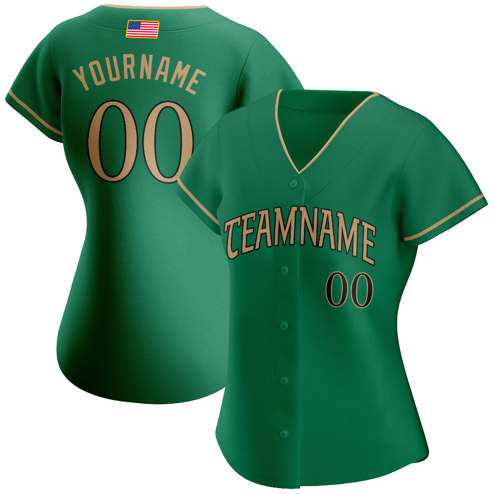 Custom Cream Kelly Green-Red Authentic Baseball Jersey Discount