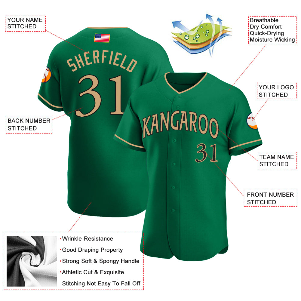 Custom Gray Green-Gold Authentic Baseball Jersey - Personalized