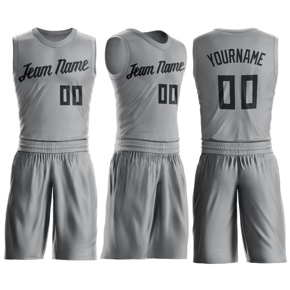 Custom Navy Silver Round Neck Sublimation Basketball Suit Jersey Discount