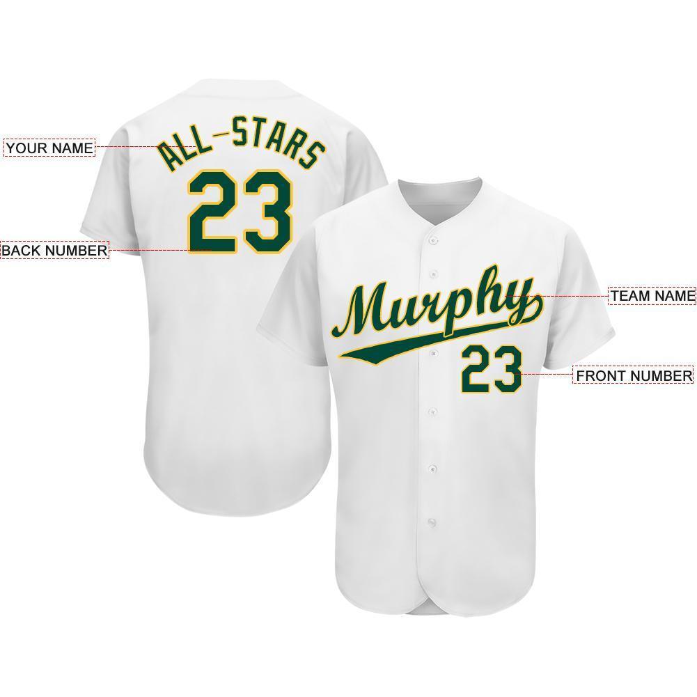 Custom White Kelly Green-Gold Personalized Baseball Jersey