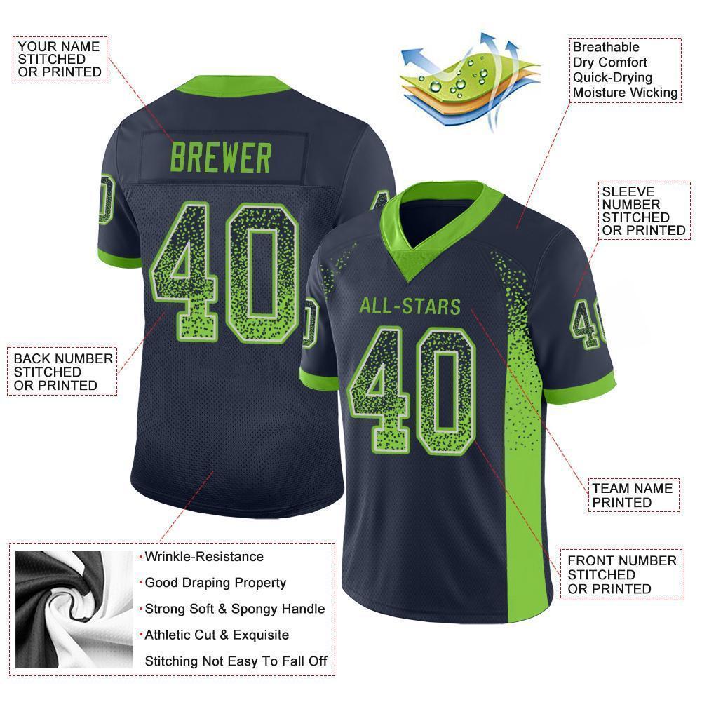 Custom Black Black-Neon Green Mesh Authentic Football Jersey Discount