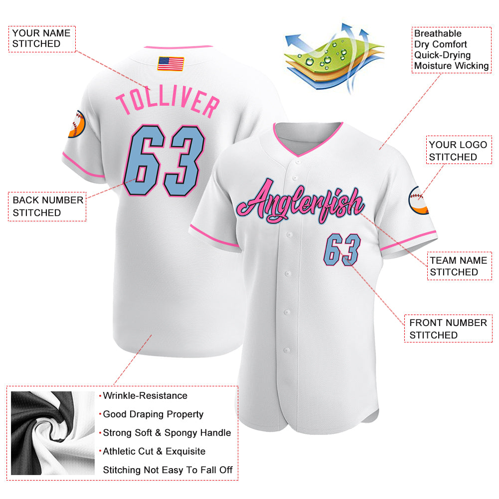 Custom White Pink-Green Authentic Baseball Jersey Fast Shipping –  FiitgCustom