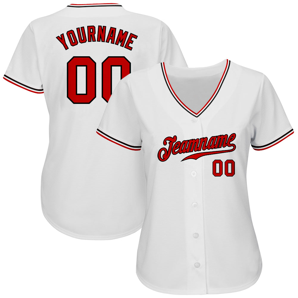 Customized Authentic Baseball Jersey White-Red-Black Mesh – Vients