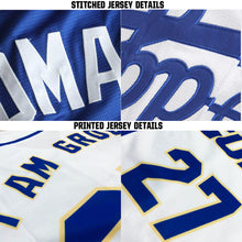 Load image into Gallery viewer, Custom Royal White-Light Blue Fade Baseball Jersey
