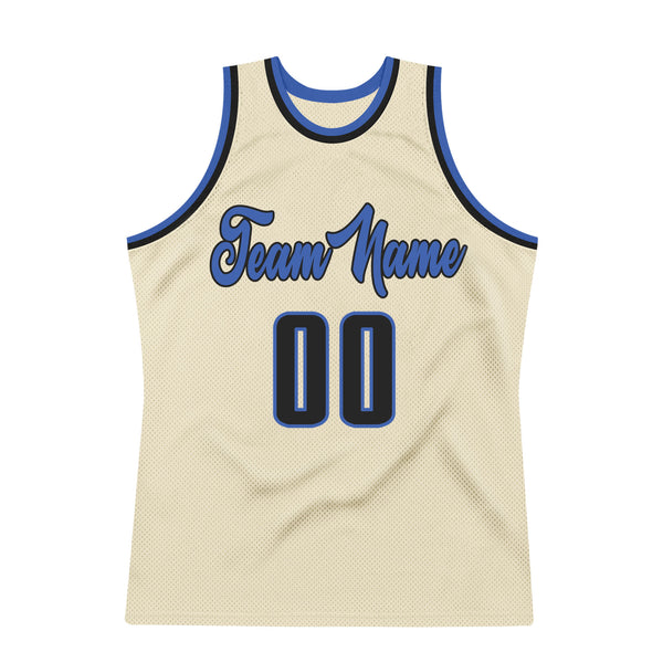 Custom Cream Cream-Black Authentic Throwback Basketball Jersey