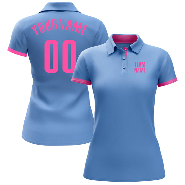 Custom Powder Blue Performance T-Shirt Pink-Black - FansIdea