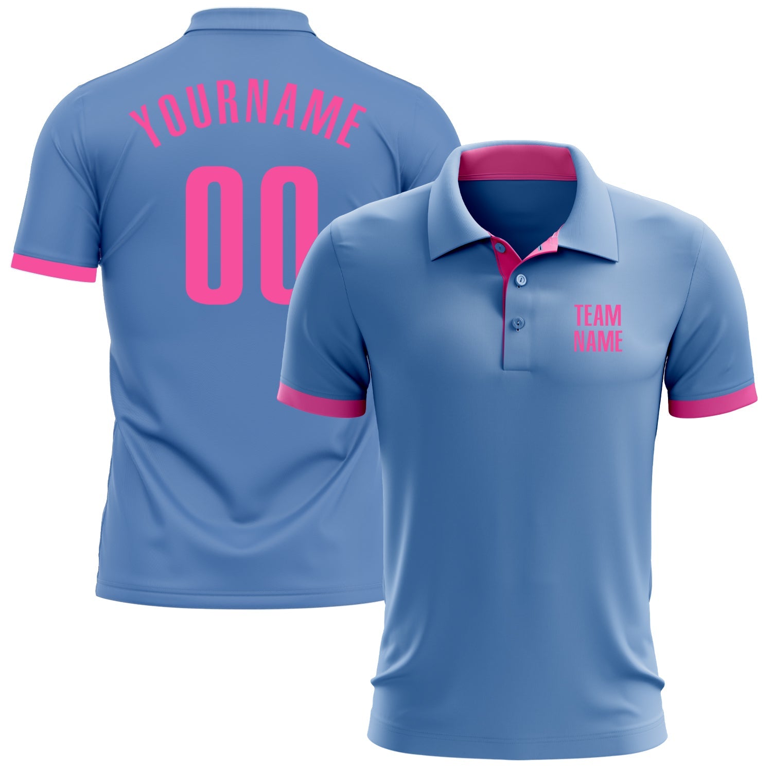 Custom Powder Blue Performance T-Shirt Pink-Black - FansIdea