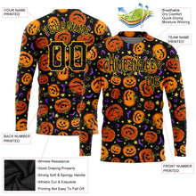 Load image into Gallery viewer, Custom 3D Pattern Halloween Pumpkins Bats Stars Long Sleeve Performance T-Shirt
