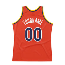 Load image into Gallery viewer, Custom Orange Navy-Gold Authentic Throwback Basketball Jersey
