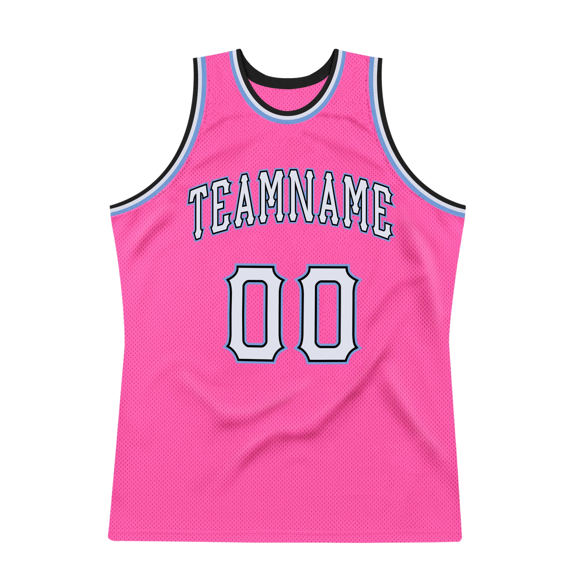 Custom Pink White-Light Blue Round Neck Rib-Knit Basketball Jersey - Best  Custom