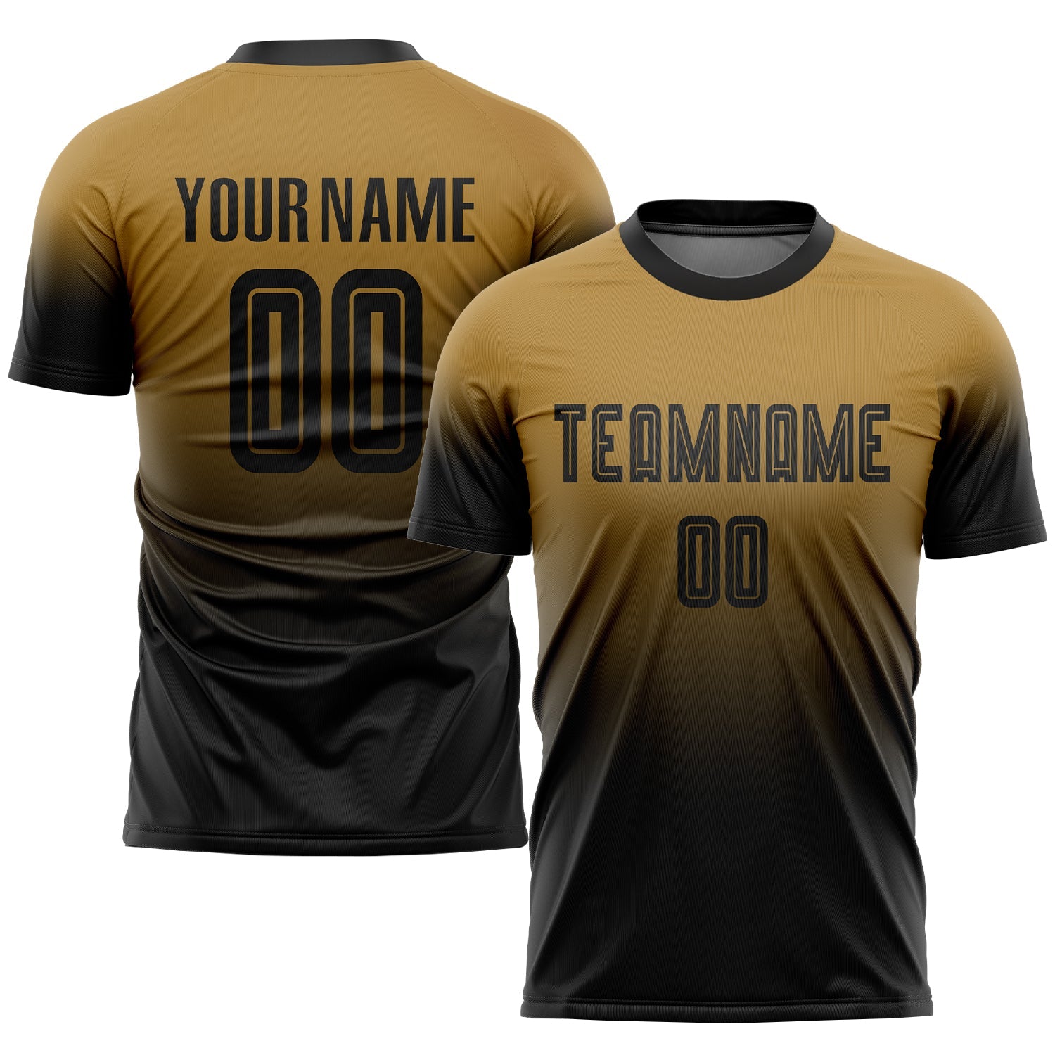 FANSIDEA Custom Soccer Jersey Uniform Graffiti Pattern Black-Gold Scratch Sublimation Men's Size:L