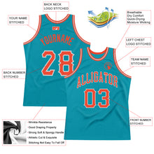 Load image into Gallery viewer, Custom Teal Orange-Silver Gray Authentic Throwback Basketball Jersey
