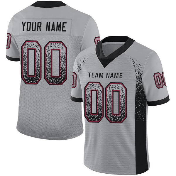 Custom Black Football Jersey Red-White Mesh Authentic - FansIdea