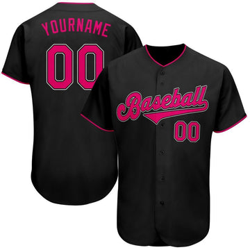 Custom Black Pink-White Authentic Baseball Jersey