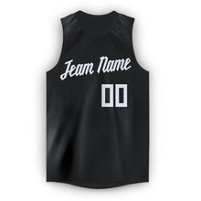 Load image into Gallery viewer, Custom Black White Round Neck Basketball Jersey
