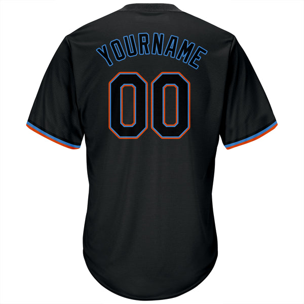 Custom Team Orange Baseball Authentic Powder Blue Jersey Black