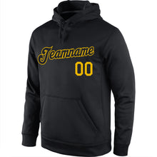 Load image into Gallery viewer, Custom Stitched Black Black-Gold Sports Pullover Sweatshirt Hoodie
