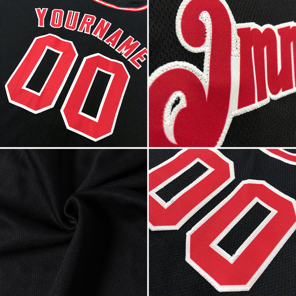 Custom Gray Red-Black Authentic Two Tone Baseball Jersey