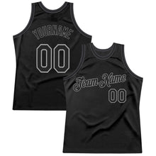 Load image into Gallery viewer, Custom Black Black-Silver Gray Authentic Throwback Basketball Jersey
