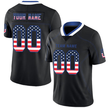 Custom Lights Out Black Royal-White USA Flag Fashion Football Jersey