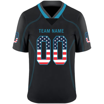 Custom Lights Out Black Panther Blue-Gray USA Flag Fashion Football Jersey