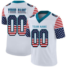 Load image into Gallery viewer, Custom White Panther Blue-Black USA Flag Fashion Football Jersey
