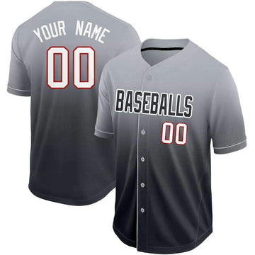 Custom Black White-Red Fade Baseball Jersey