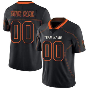 Custom Lights Out Black Orange-Brown Football Jersey