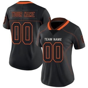 Custom Lights Out Black Orange-Brown Football Jersey