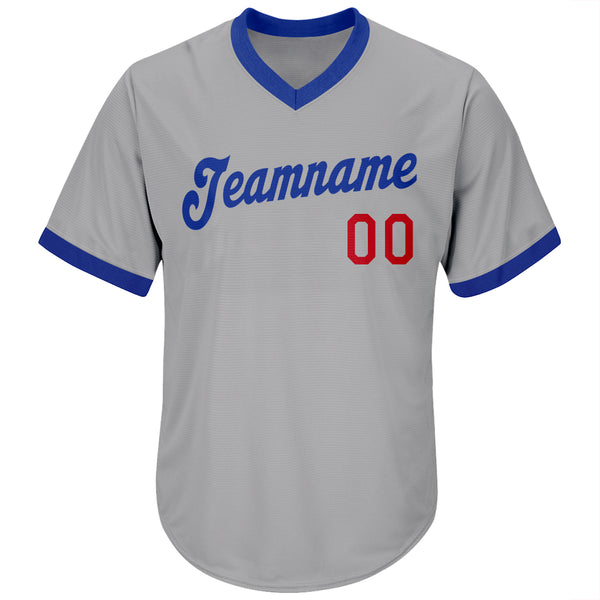 Custom Team Red Baseball Authentic Royal Jersey Gray