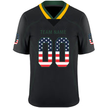 Load image into Gallery viewer, Custom Lights Out Black Green-Gold USA Flag Fashion Football Jersey
