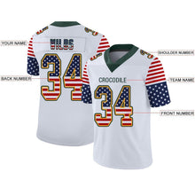 Load image into Gallery viewer, Custom White Green-Gold USA Flag Fashion Football Jersey
