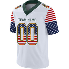 Load image into Gallery viewer, Custom White Green-Gold USA Flag Fashion Football Jersey
