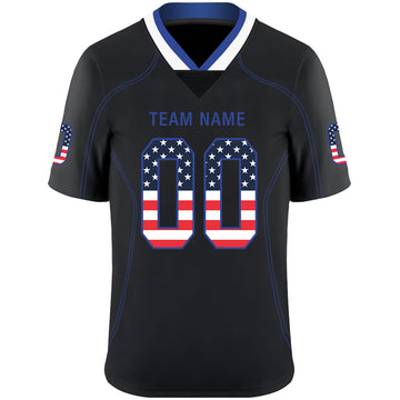 Custom Lights Out Black Royal-White USA Flag Fashion Football Jersey