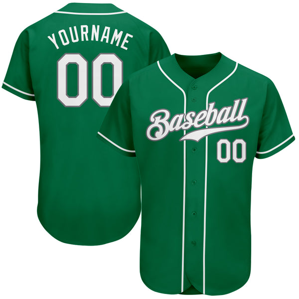 Custom Team Gold Baseball Authentic Gray Jersey Green