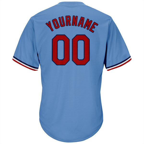 Custom Team Navy Baseball Authentic Light Blue Jersey Red