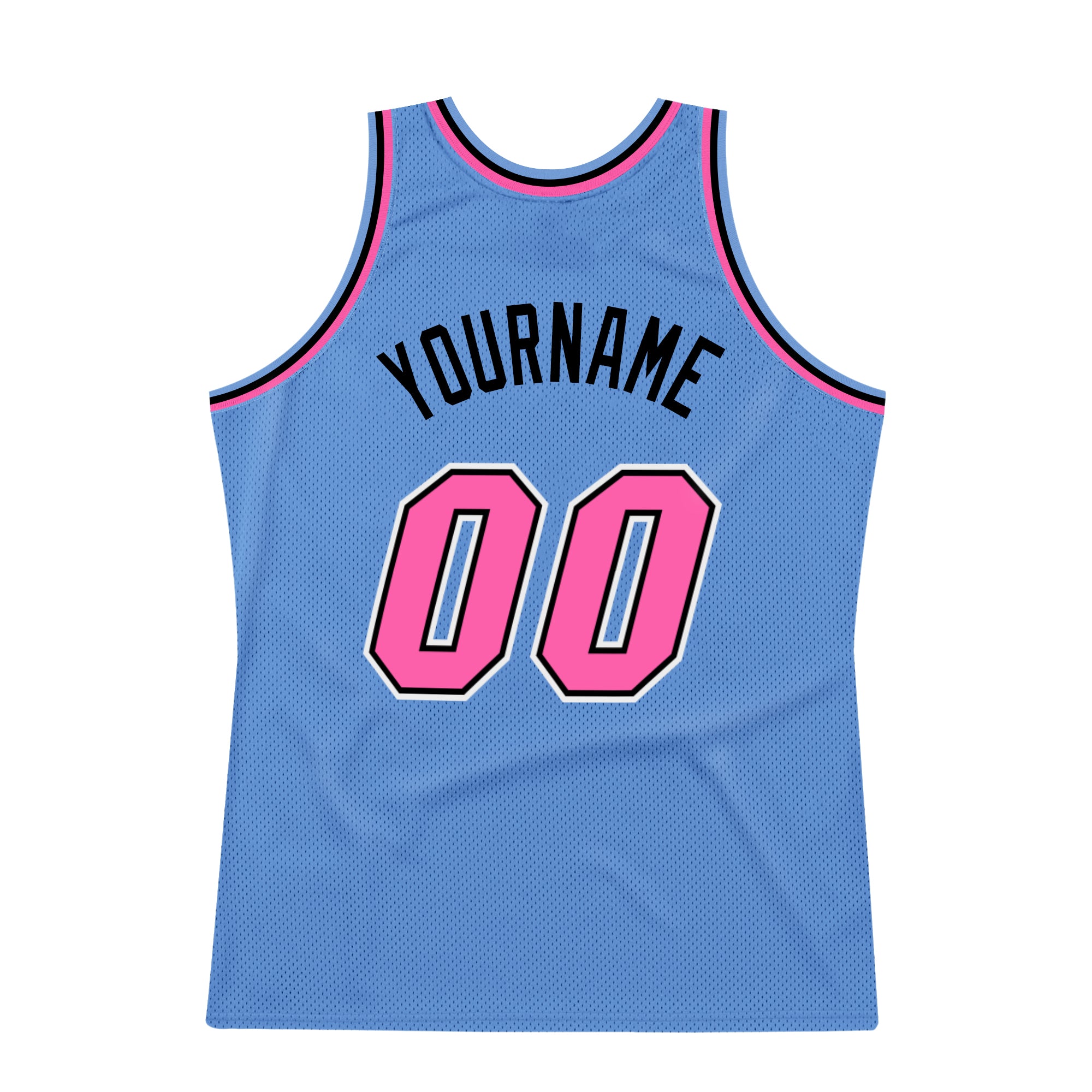 Custom Black Light Blue-Pink Authentic Throwback Basketball Jersey in 2023