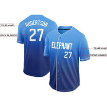 Load image into Gallery viewer, Custom Royal White-Light Blue Fade Baseball Jersey
