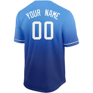 Custom Royal White-Light Blue Fade Baseball Jersey