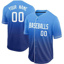 Load image into Gallery viewer, Custom Royal White-Light Blue Fade Baseball Jersey
