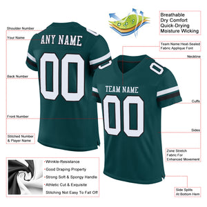 Custom Midnight Green White-Black Mesh Authentic Football Jersey