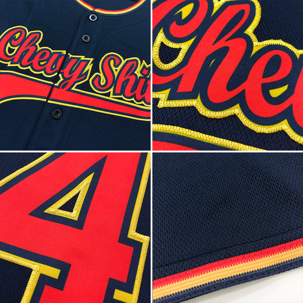 Custom Team Baseball Authentic Navy Jersey Gold