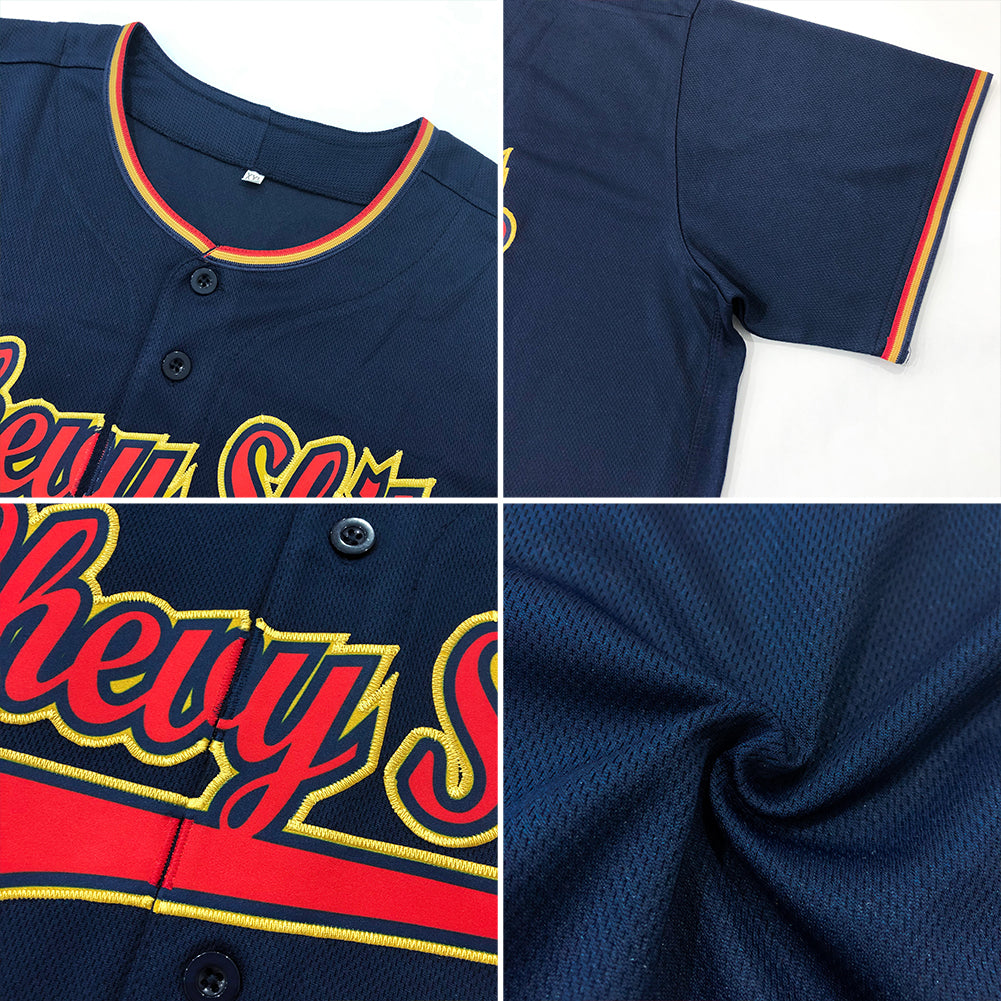Cheap Custom Powder Blue Red-Navy Authentic Baseball Jersey Free