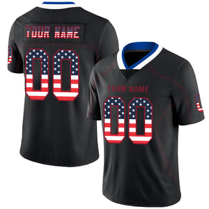 Custom Lights Out Black Scarlet-Royal USA Flag Fashion Football Jersey