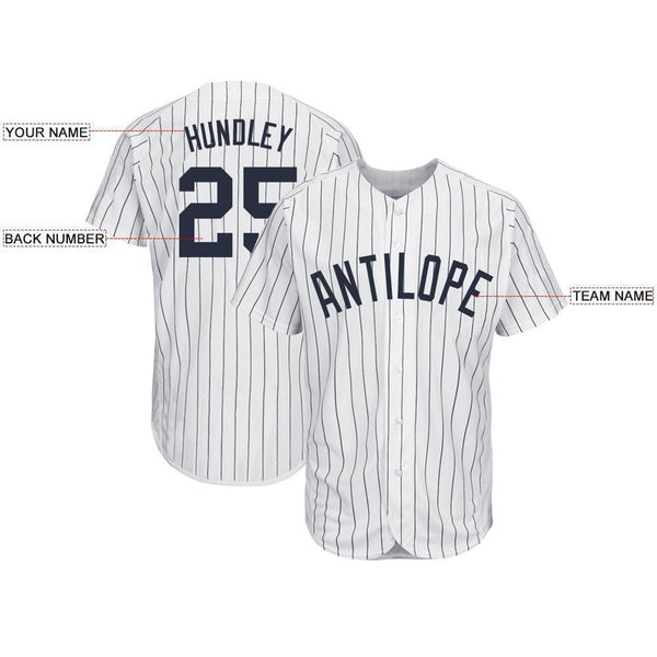 Custom White Navy Pinstripe Navy-Gray Authentic Throwback Rib-Knit Baseball Jersey Shirt Men's Size:3XL