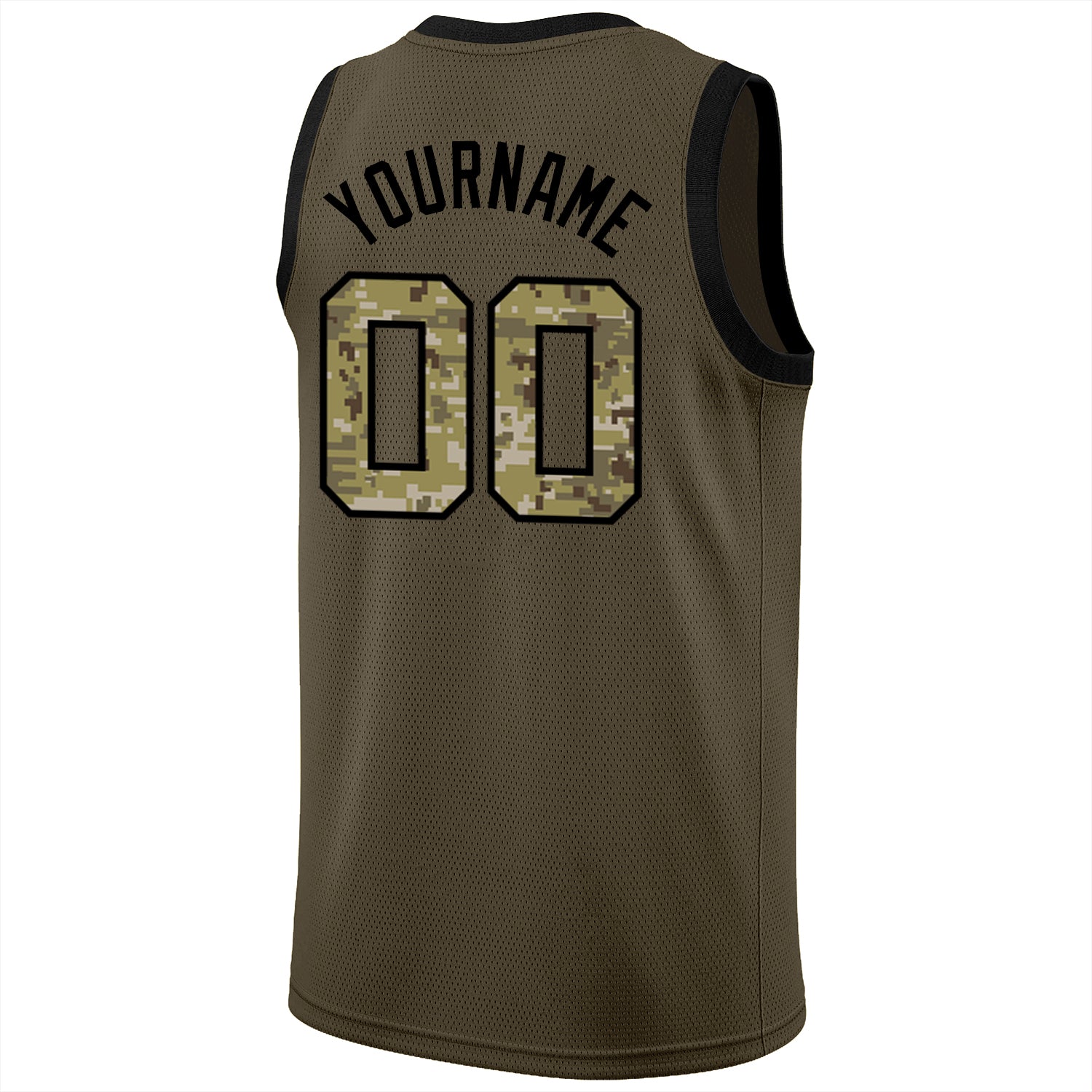 Custom Basketball Jersey Olive Camo-Cream Round Neck Rib-Knit Salute To  Service - Personalized Name, Number