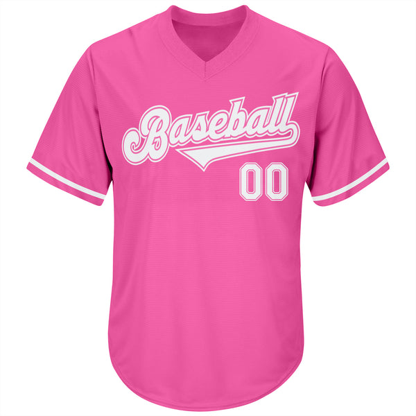 Custom Neon Green Baseball Jersey Pink-Navy Authentic - FansIdea