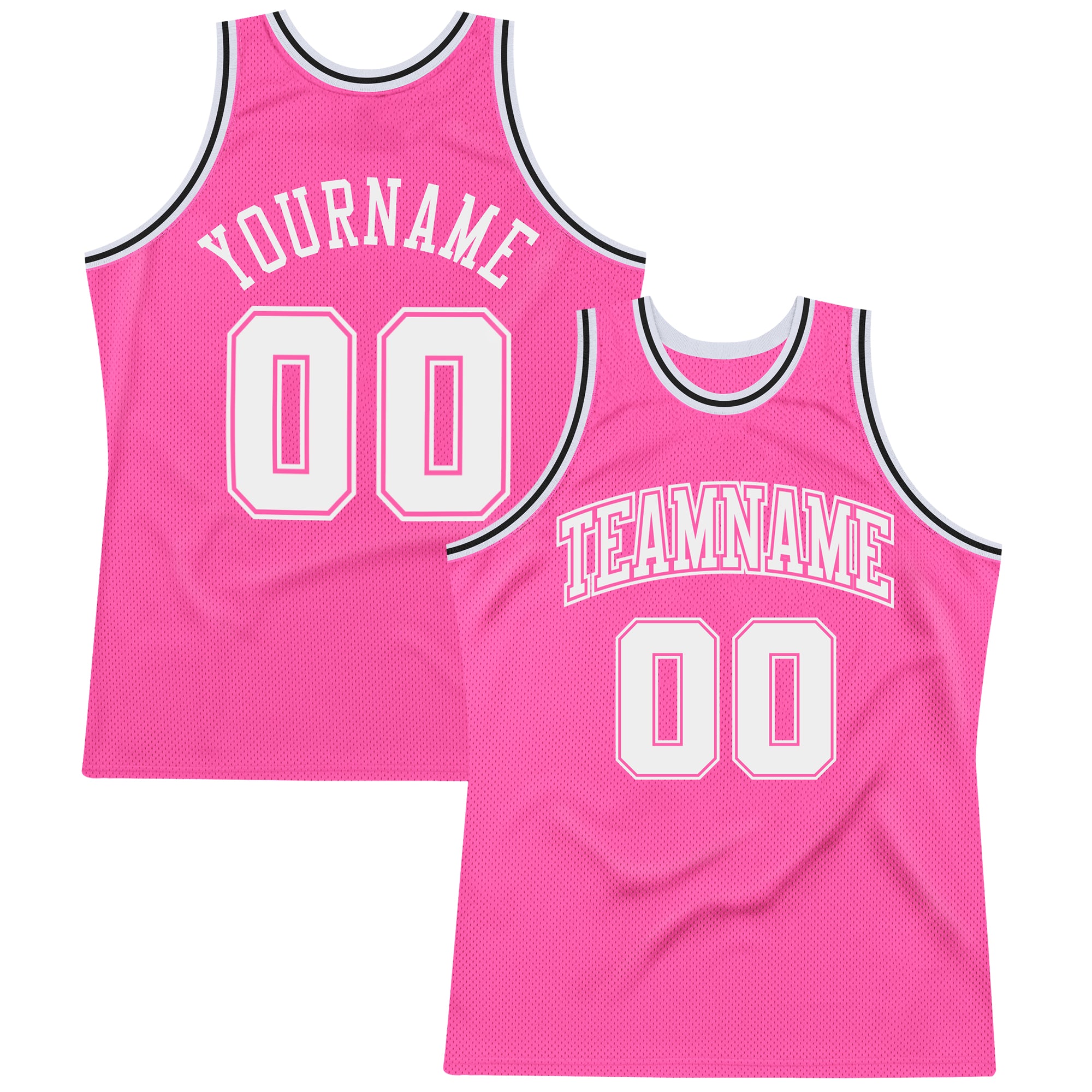 Custom Black White-Pink Authentic Fade Fashion Basketball Jersey