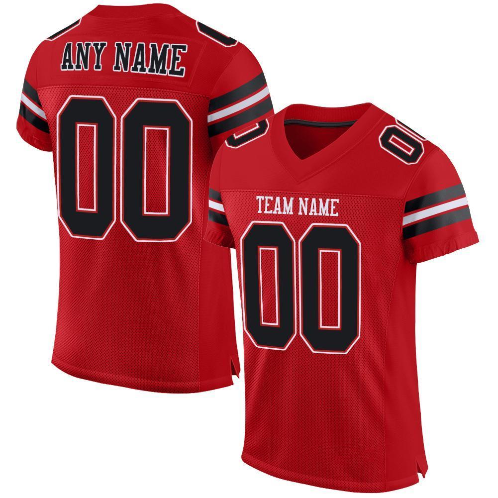 Custom Black Red-White Mesh Authentic Football Jersey – CustomJerseysPro