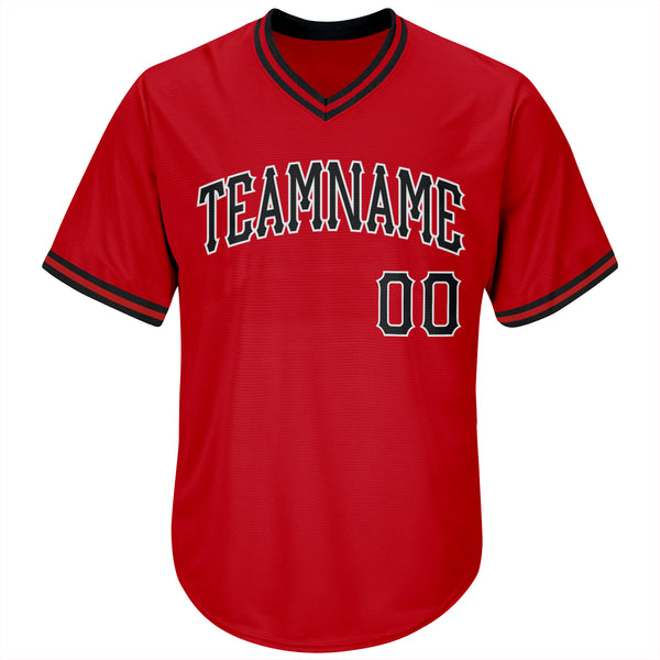 Custom Red Baseball Jersey White-Black - FansIdea